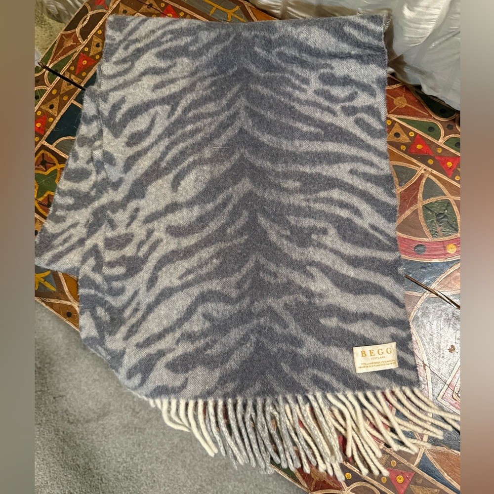 BEGG & CO Scotland Angora and Lambswool Large Animal Print Scarf
